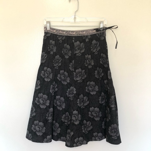 Weekend MaxMara Skirt Pleated A-Line Floral Black Grey 2 - Picture 1 of 9